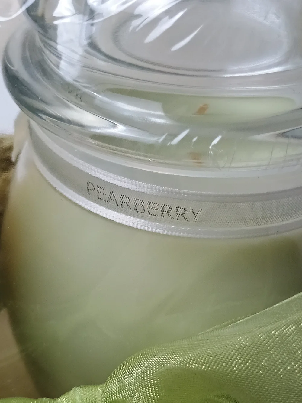 Green Woven Basket Gift Set with Two Cream Jar Candles - Pearberry Lily Of The V